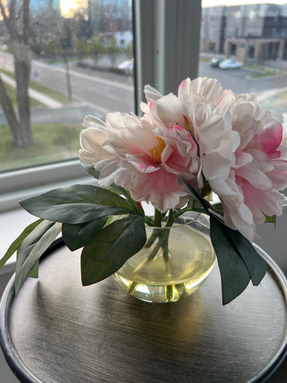 Faux Flowers Peonies in Vase